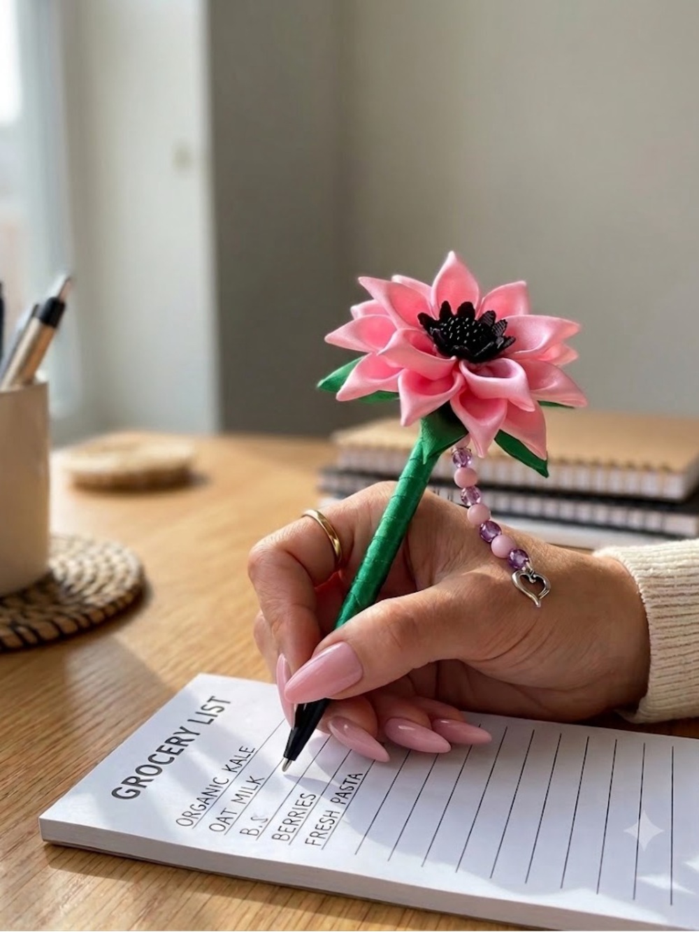 Satin Ribbon Sunflower Pen - Picture 2 of 7